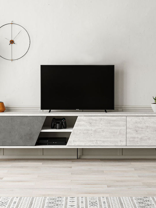 TV Stand Wooden Fiona White Gray M180xD35.6xH48cm