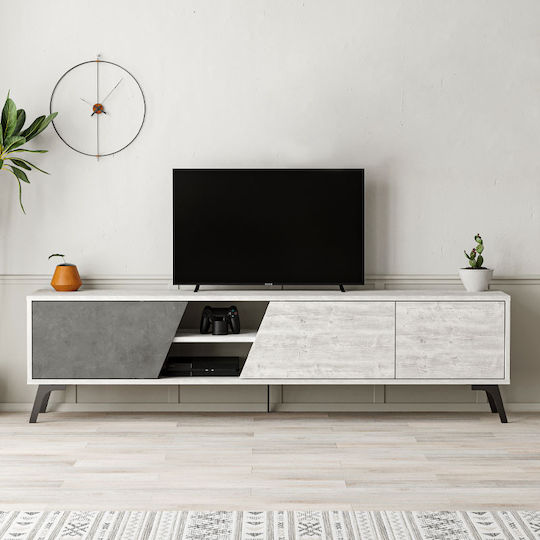 TV Stand Wooden Fiona White Gray M180xD35.6xH48cm