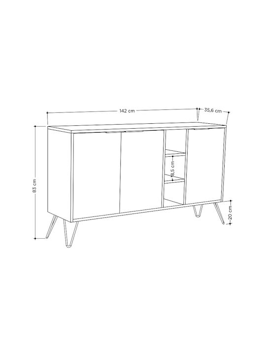 Flynn Wooden Sideboard Beige 142x35.6x83cm
