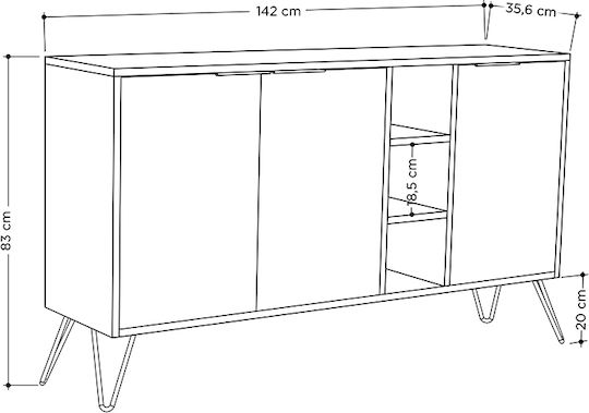Flynn Wooden Sideboard Beige 142x35.6x83cm