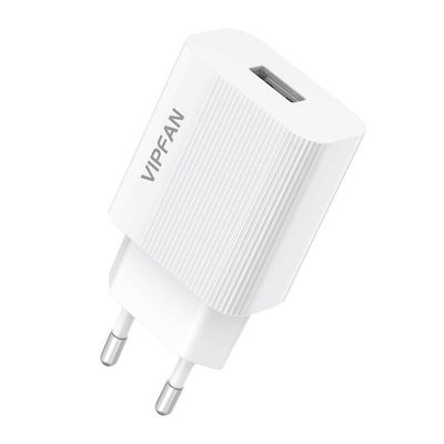 Vipfan Charger with USB-A Port and Cable USB-C White (E01)