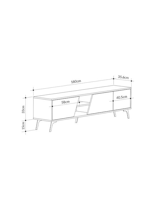 TV Stand Fiona Gray Retro / White M180xD35.6xH48cm