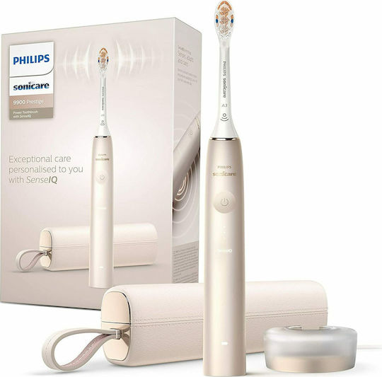 Philips Sonicare DiamondClean 9900 Electric Toothbrush with Pressure Sensor and Travel Case Beige