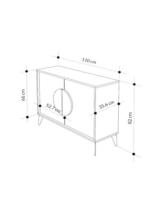 Μπουφές Gora Ξύλινος Ανοιχτό Καφέ 110x35.6x82cm