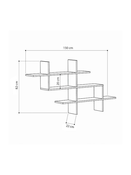 Shelf Wall Halic Natural Beech 150x22x82cm