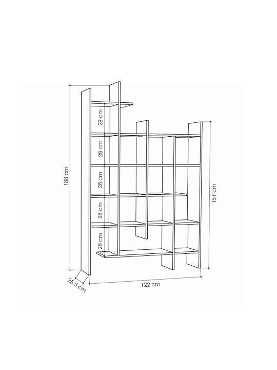 Bibliothek Manco Natural Beech 122x25.5x188cm