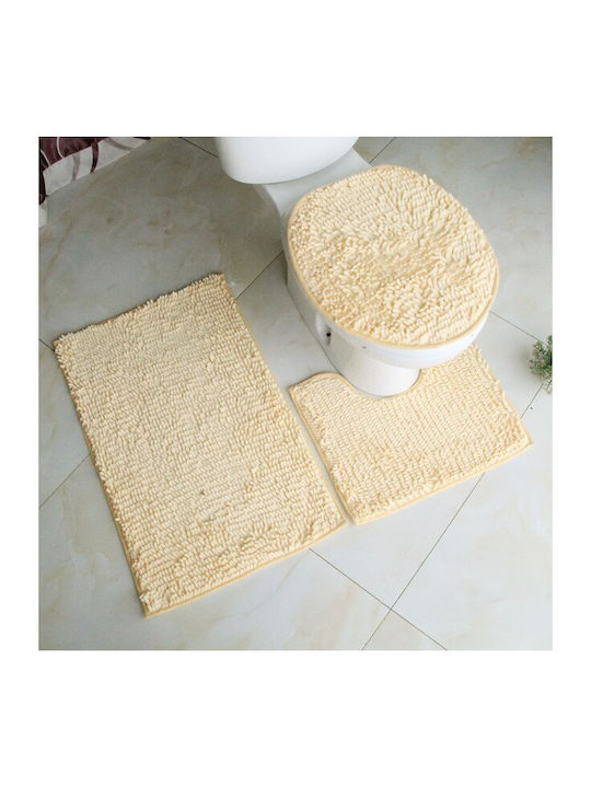 Sidirela Non-Slip Bath Mats Set E-2564 E-2564 Ekru 3pcs