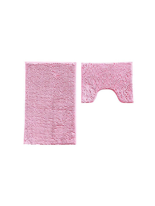 Sidirela Non-Slip Bath Mats Set Toilet E-2564 E-2564 Pink 2pcs