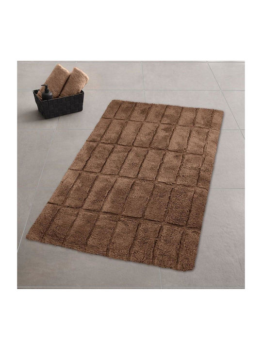 Kleine Wolke Bath Mat Cotton Tiles 9176342225 Brown 70x120cm