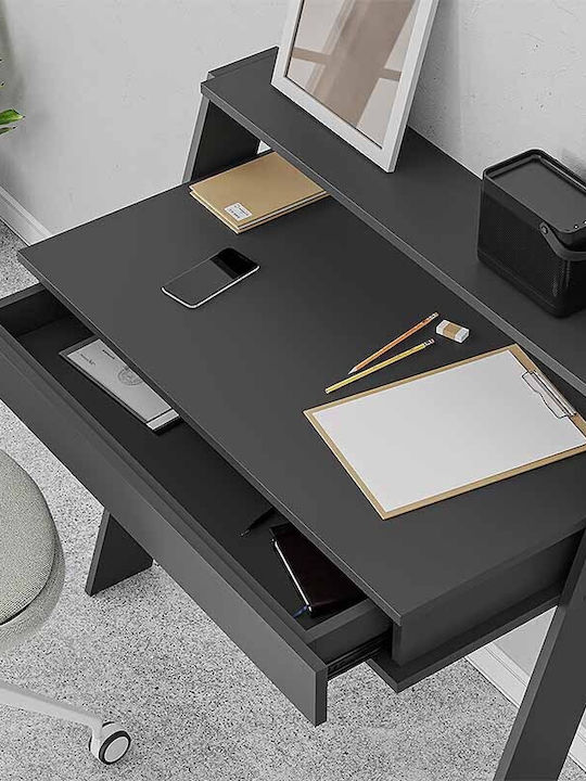 Secretary Desk Cowork Wooden Charcoal 94x50x91cm