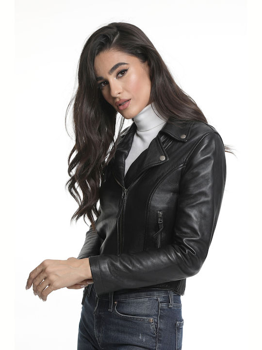 Women's leather jacket perfecto black CODE:ANAIS