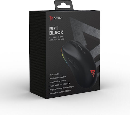 Savio Rift Drahtlos RGB Gaming Gaming Maus 10000 DPI Schwarz