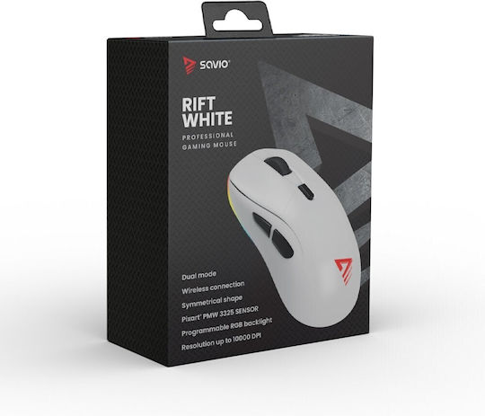 Savio Rift Ασύρματο RGB Gaming Ποντίκι 10000 DPI Λευκό