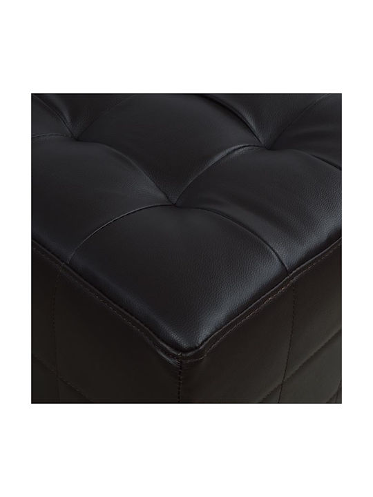 Stool For Living Room Upholstered with Leatherette Punk Coffee 37x37x35cm