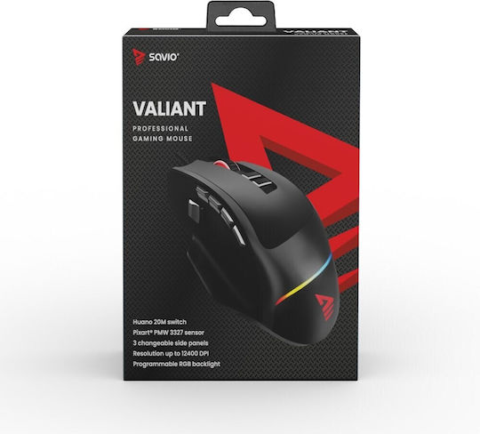 Savio Valiant RGB Gaming Ποντίκι 12400 DPI Μαύρο