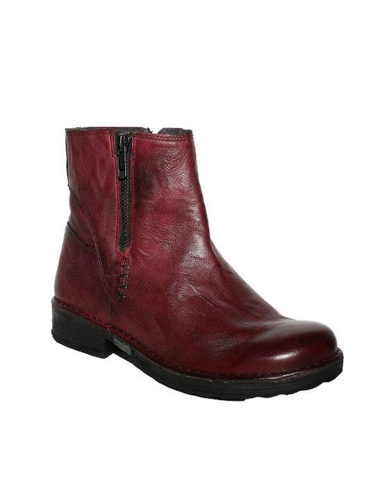 Khrio Women's Leather Ankle Boots Burgundy