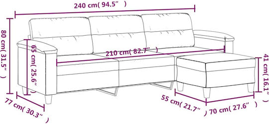 Σετ Σαλονιού Couch & Hocker Dark Grey