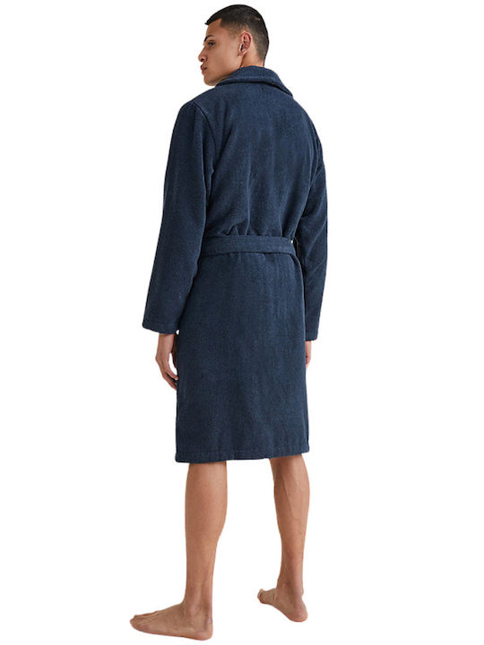 Tommy Hilfiger Towelling Ανδρικό Μπουρνούζι με Γιακά Μπλέ