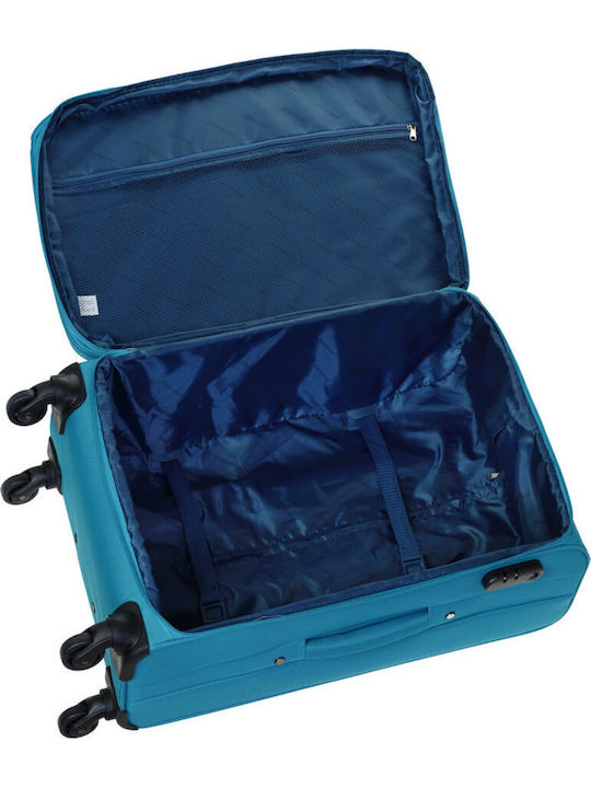 Diplomat Large The Quattre Collection Large Fabric Suitcase Aqua With 4 Wheels Height 78cm