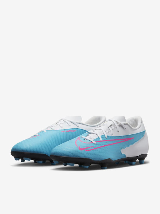 Nike Phantom GX Club Pantofi de Fotbal cu crampoane Albastru Baltic / Alb / Albastru Laser / Roz Exploziv