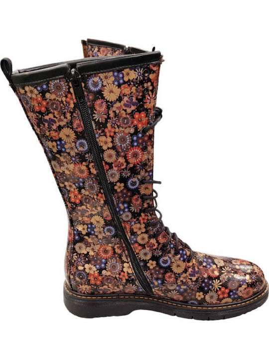 Lederne Kinderstiefel mit Reißverschluss Bunte