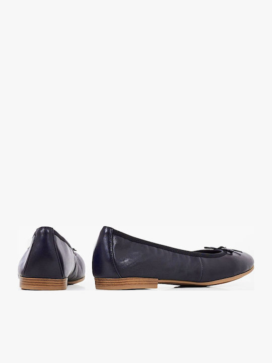 Leather Ballerinas Navy Blue