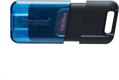 Kingston DataTraveler 80Μ 128GB USB 3.2 Stick with connection USB-C Black