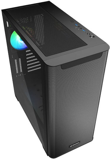 Sharkoon M30 RGB Gaming Midi Tower Κουτί Υπολογιστή με Πλαϊνό Παράθυρο Μαύρο