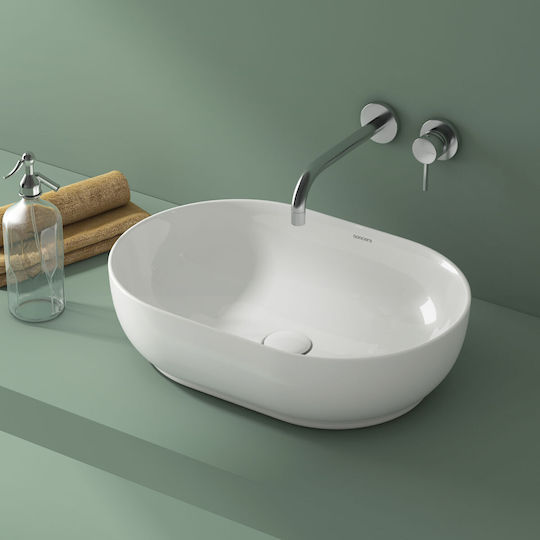 Soncera Nexa Aufgesetztes Waschbecken Porzellan 55x33x15cm Weiß
