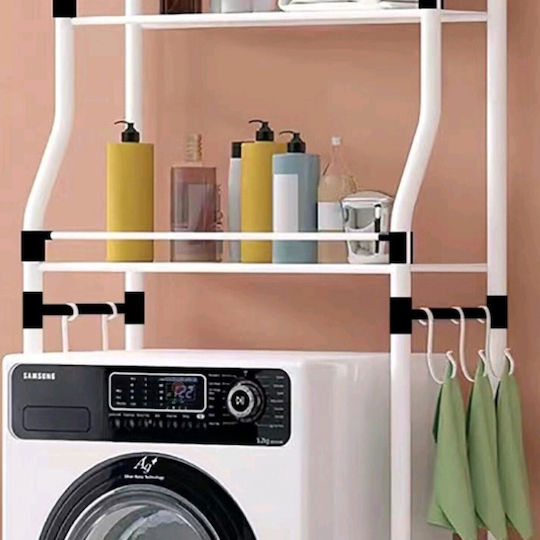 PR16-GOHE-8827 Rafturi de baie Raft Baie Metal cu 3 Rafturi 65x24.5x158cm Albă