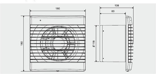 S&P Decor-200CZ Επιτοίχιος Εξαεριστήρας Μπάνιου 120mm Λευκός