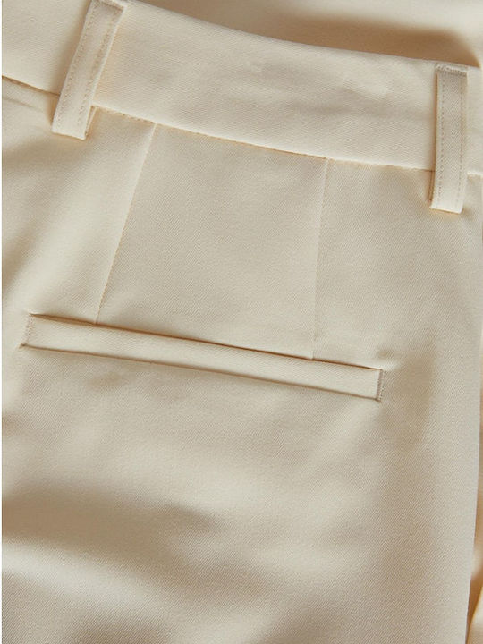 Women's High-waisted Fabric Trousers Regular Fit Seedpearl