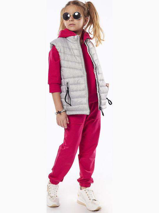 Kids' Quilted Jacket Sleeveless Short Silver