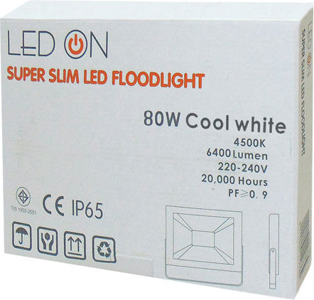 QY-2504-2 Στεγανός Προβολέας LED 80W Φυσικό Λευκό 4000K IP65