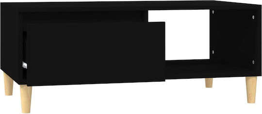 Rectangular Central Wooden Coffee Table with Drawers Black M90xP50xH36.5cm