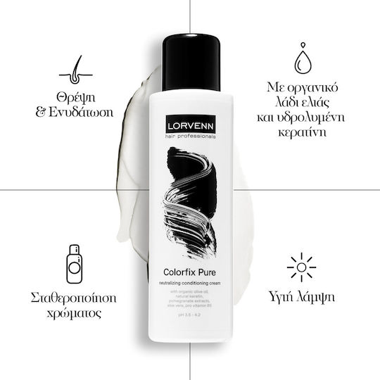 Lorvenn Colorfix Pure Neutralizing Conditioning Cream Conditioner Διατήρησης Χρώματος για Βαμμένα Μαλλιά 500ml