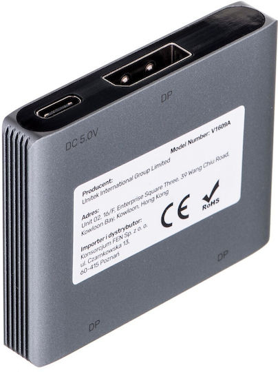 Unitek Двупосочен превключвател 8K DisplayPort V1609A KVM и превключвател на данни V1609A