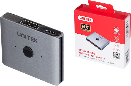 Unitek Двупосочен превключвател 8K DisplayPort V1609A KVM и превключвател на данни V1609A