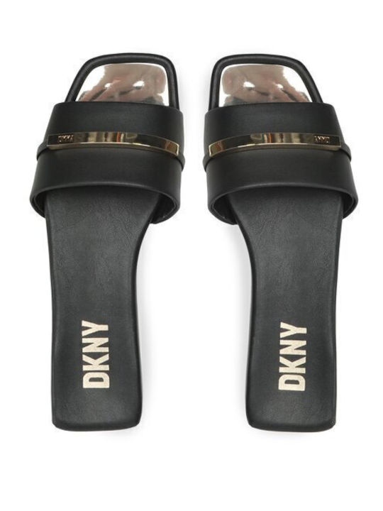 Alaina Leather Women's Flat Sandals Black / Gold