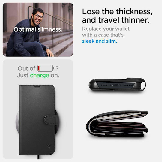 Spigen Wallet S Synthetic Leather Black (iPhone 14)