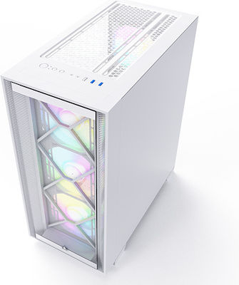 Montech AIR 1000 Premium Гейминг Midi Tower Компютърна кутия със странично прозорче и RGB осветление Бял