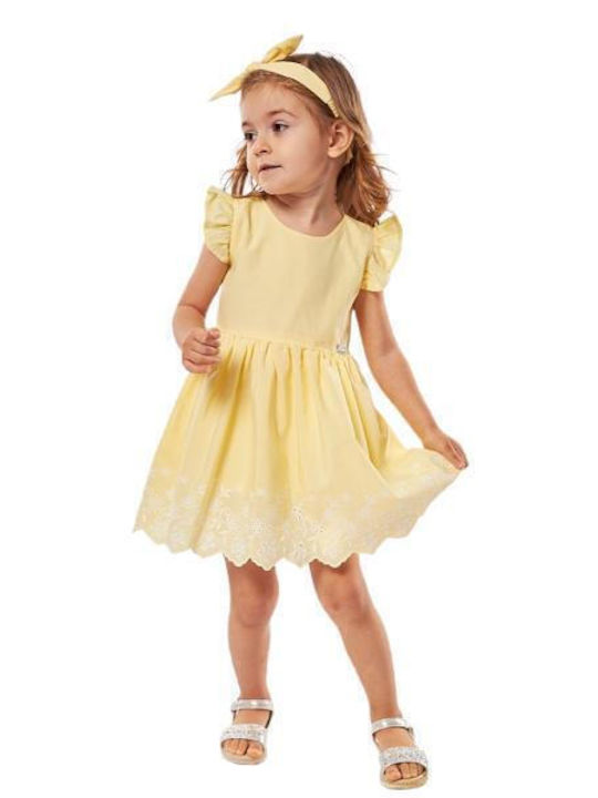 Rochie Fete Fără Mâneci Set Cu Accesorii Galben