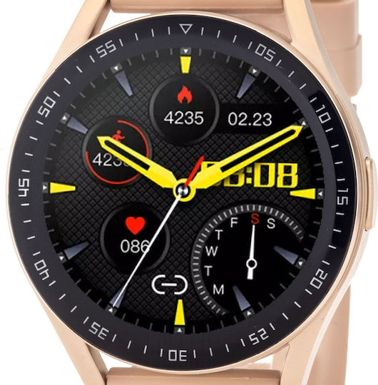 3Guys 3GW3352 45mm Smartwatch με Παλμογράφο (Μπεζ)