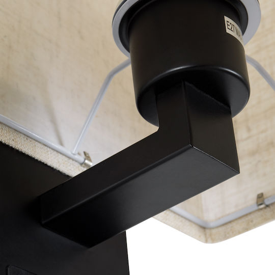 GloboStar Roulette-S Modern Wall Lamp with E27 Lamp Bulb Base with USB Port Black 17x37x37cm