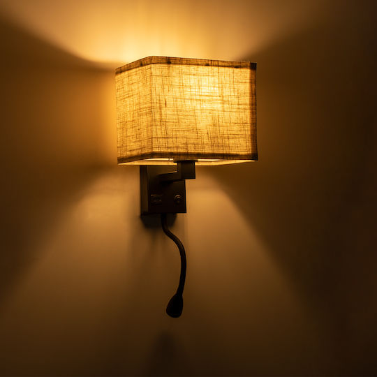 GloboStar Roulette-S Modern Wall Lamp with E27 Lamp Bulb Base with USB Port Black 17x37x37cm