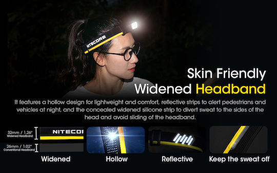 NiteCore Rechargeable Headlamp LED IP68 with Maximum Brightness 1400lm NU43 Yellow