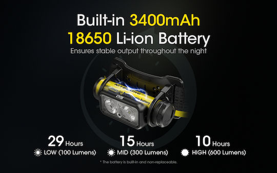 NiteCore Rechargeable Headlamp LED IP68 with Maximum Brightness 1400lm NU43 Yellow