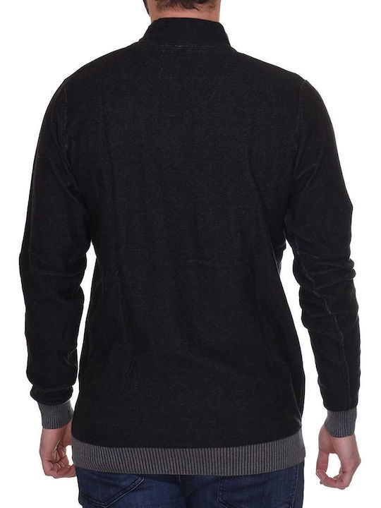 Garage Fifty5 Men's Long Sleeve Sweater with Buttons Black