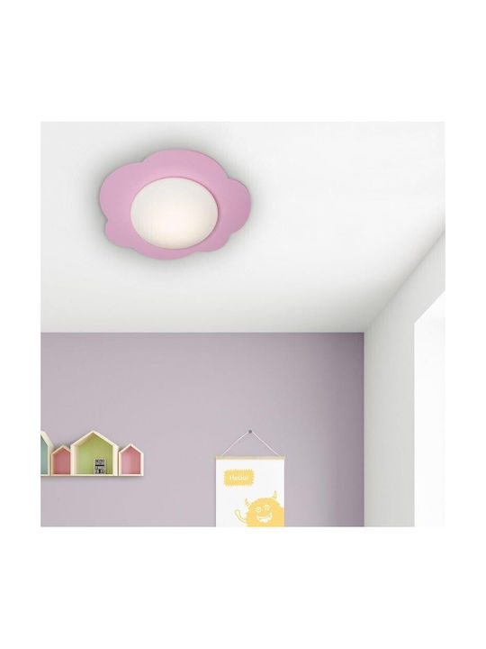 Elobra Cloud Starlight Single Bulb Kids Lighting Ceiling Light Wooden 12W In Pink Colour