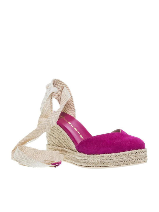 Women's Suede Platform Espadrilles Fuchsia